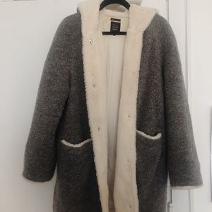 Fuzzy Grey & White Zara Coat